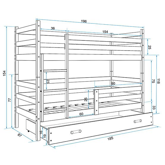 Gyermekek emelet ágy Rocky - természetes fehér