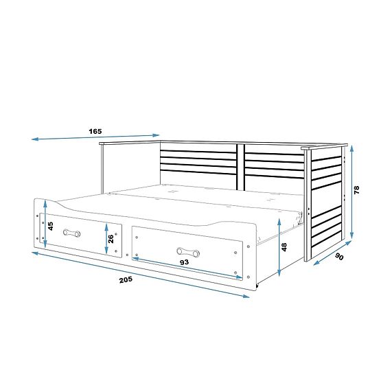 Gyermekek összecsukható ágy HERMES  hátán - szürke