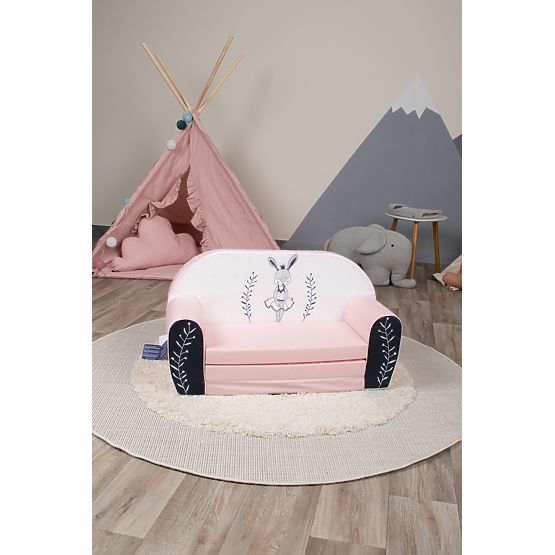 Gyerek kanapé Bunny Ballerina - fehér-rózsaszín