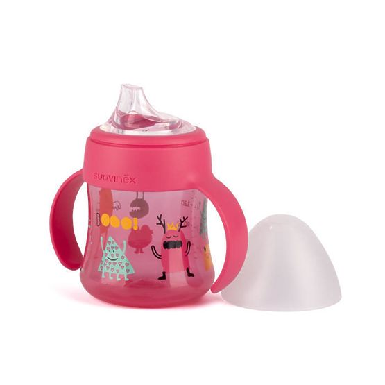 Gyermekek üveg  fülek Suavinex Booo - rózsaszín 150 ml