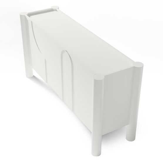 Háromajtós Lunaria komód maratott előlappal, fehér