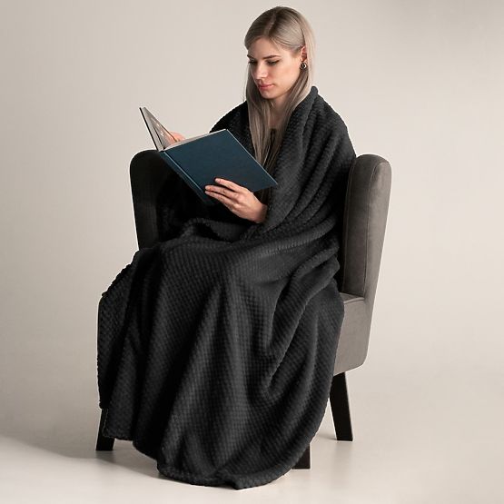 HENRY ágytakaró fekete, jacquard mintával, modern stílusú, 220x240