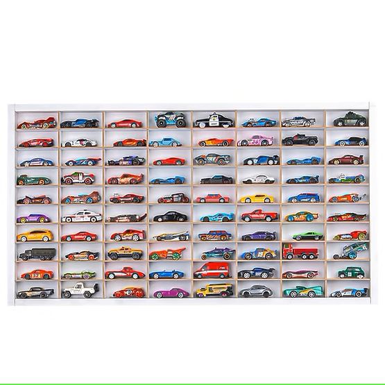 Hot Wheels autós polc - fehér, 80 férőhely