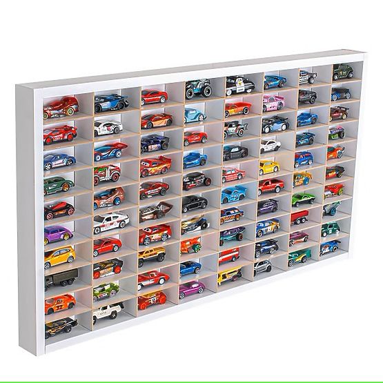 Hot Wheels kisautó polc - fehér, 80 férőhely