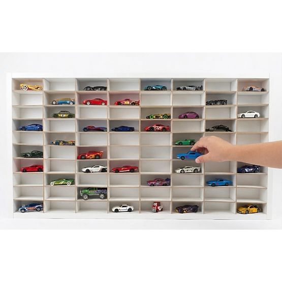 Hot Wheels kisautó polc - fehér, 80 férőhely