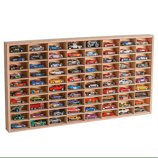 Hot Wheels kisautó polc - természetes, 80 férőhely