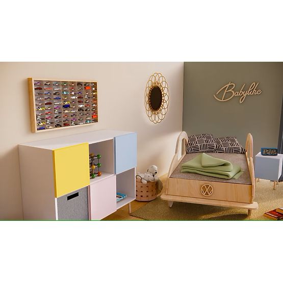 Hot Wheels autós polc - természetes, 80 férőhelyes