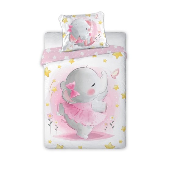 Gyermek ágynemű 135x100 + 60x40 cm Pink elefánt