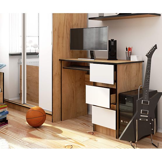 ÍRÓASZTAL A-6 CLP TÖLGY CRAFT / FEHÉR JOBBOLDALI