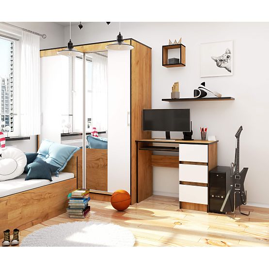 ÍRÓASZTAL A-6 CLP TÖLGY CRAFT / FEHÉR JOBBOLDALI