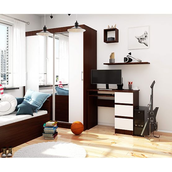 ÍRÓASZTAL A-6 CLP WENGE - FEHÉR JOBBOLDALI