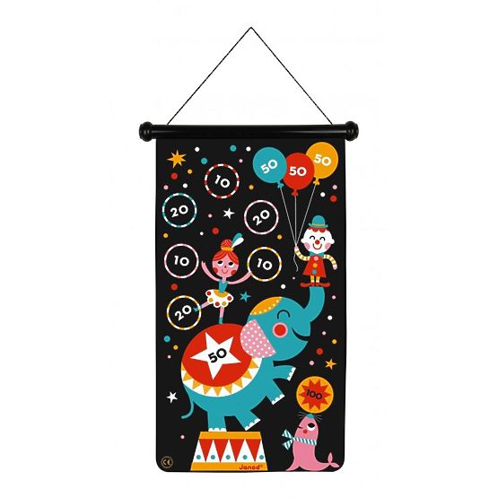 Janod Mágneses kétoldalas céltábla Cirkusz - 6 darts