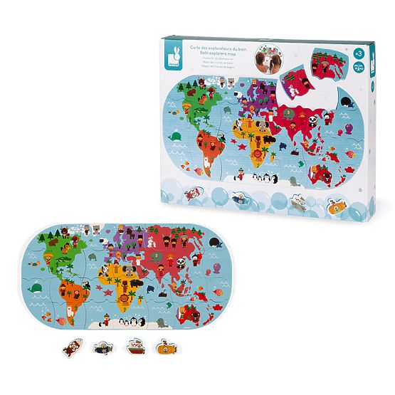Janod Vízijáték Puzzle Világtérkép 28 db