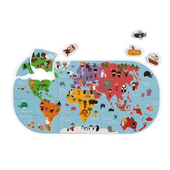 Janod Vízijáték Puzzle Világtérkép 28 db