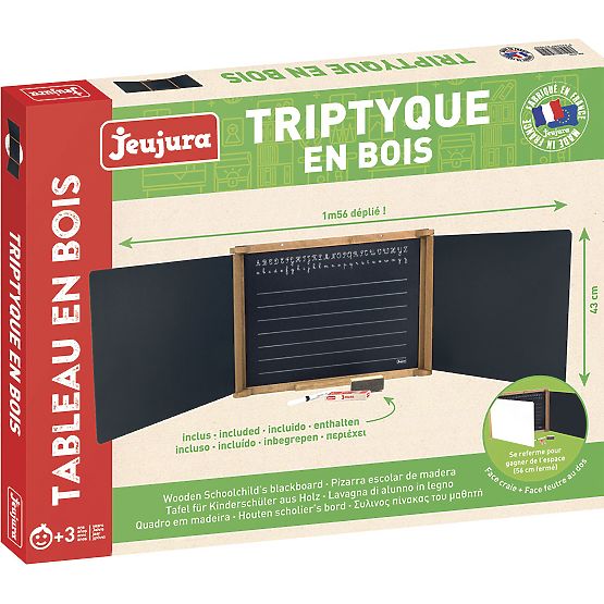 Jeujura Fa háromszárnyú multifunkcionális tábla 156x43 cm tartozékokkal