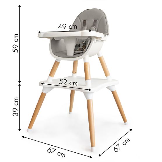 Étkező szék SKANDI 2in1 - szürke