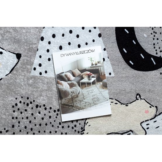 JUNIOR 51974.802 mosó szőnyeg Medvék, állatok gyerekeknek csúszásmentes - szürke