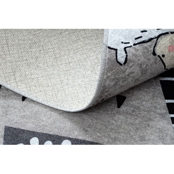 JUNIOR 51974.802 mosó szőnyeg Medvék, állatok gyerekeknek csúszásmentes - szürke