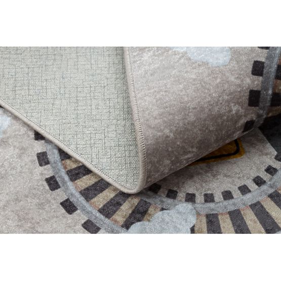 JUNIOR 51986.803 mosó szőnyeg Sínek, mozdony gyerekeknek csúszásmentes - szürke