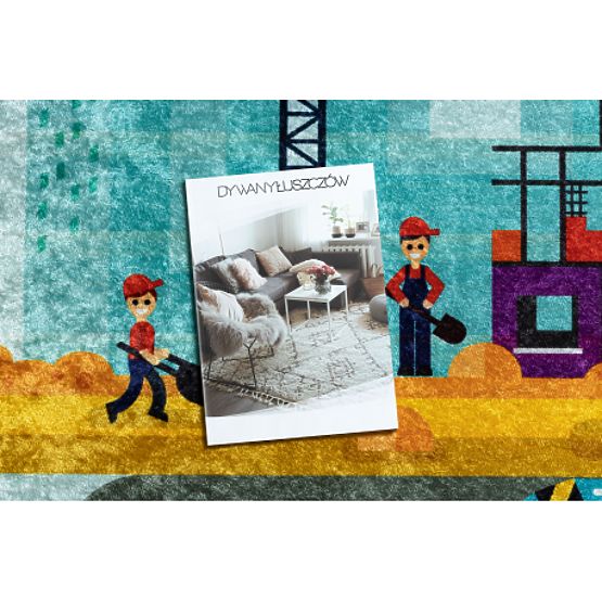 JUNIOR 52105.801 mosó szőnyeg Építkezés, utca gyerekeknek csúszásgátló - kék