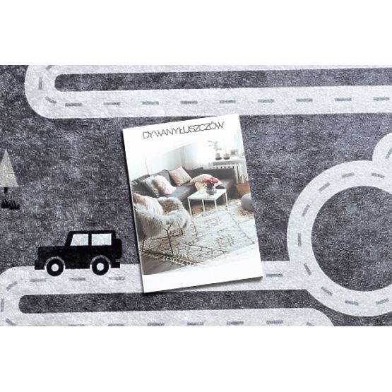 JUNIOR 52107.801 mosó szőnyeg Medvék, állatok, utcák gyerekeknek csúszásmentes - szürke