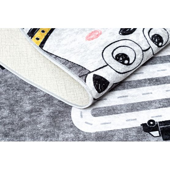 JUNIOR 52107.801 mosó szőnyeg Medvék, állatok, utcák gyerekeknek csúszásmentes - szürke