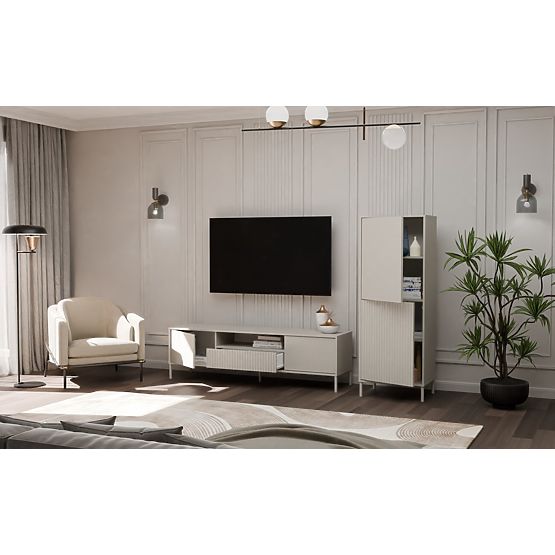 KAMARO 2DK SLIM/SIMA KASMÍR Vitrin Bordázott Lamellás + Klasszikus Előlap