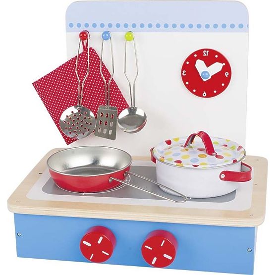 Kék tűzhely kiegészítőkkel