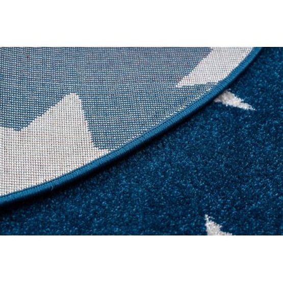 Kerek szőnyeg SKETCH - FA68 Marokkói lóhere, Rács, kék-fehér - Csillagok