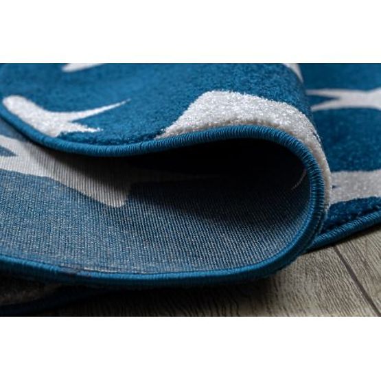 Kerek szőnyeg SKETCH - FA68 Marokkói lóhere, Rács, kék-fehér - Csillagok