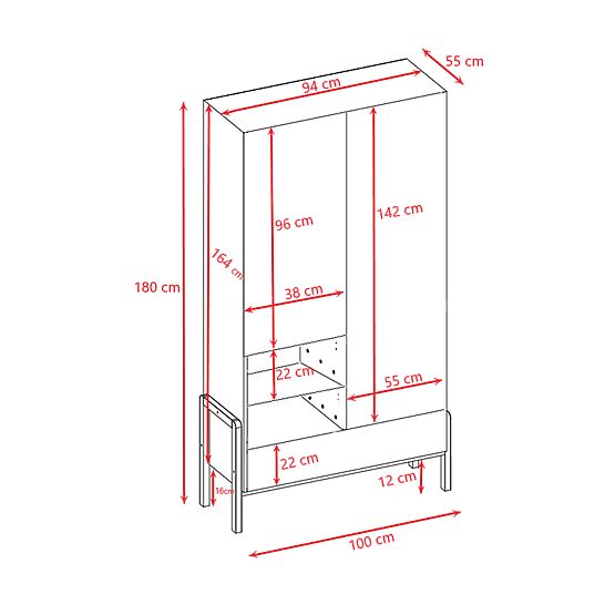 Viktor kétajtós ruhásszekrény - fehér