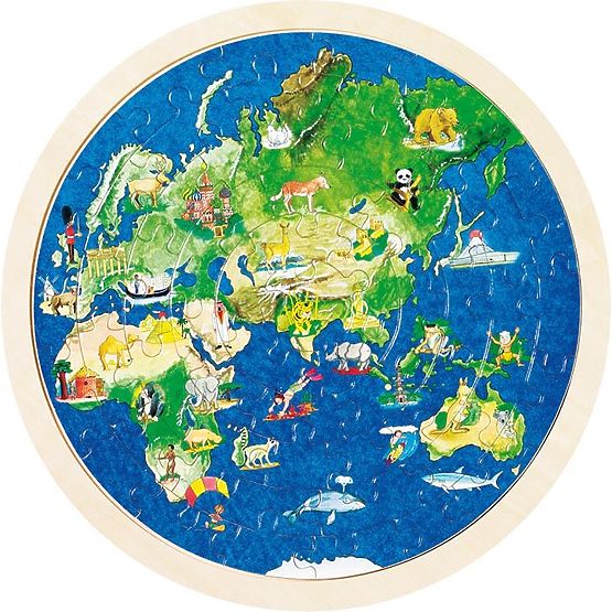 Kétoldalas világtérkép puzzle