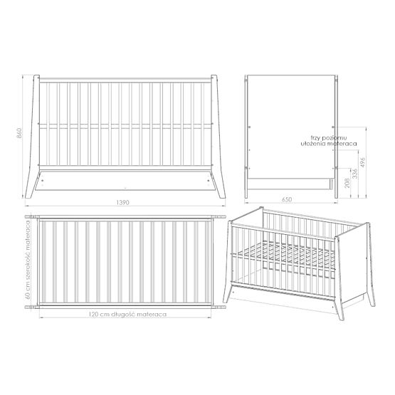 Cosmo Scandi gyerekágy 120x60 fehér-természetes