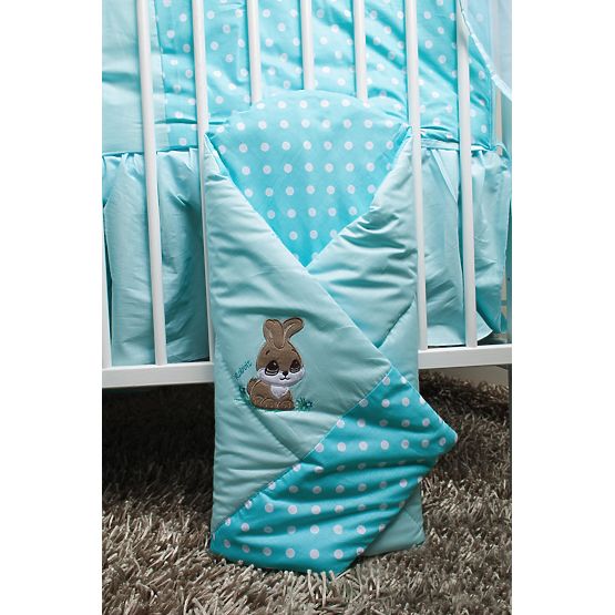 Kiságy szett 120x90cm - nyuszi - türkizkék