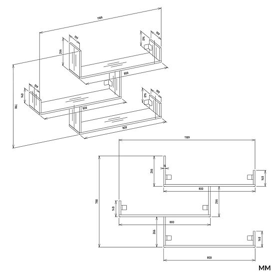 KOBI Fali Polcok Nappaliba FEHÉR
