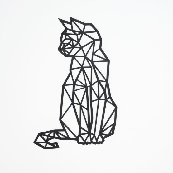 Fából készült geometrikus festmény - Cat - különböző színekben Szín: fekete