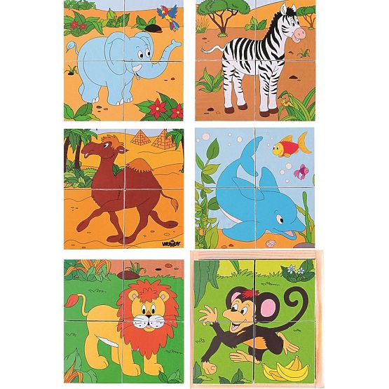 Kockás puzzle Állatkert