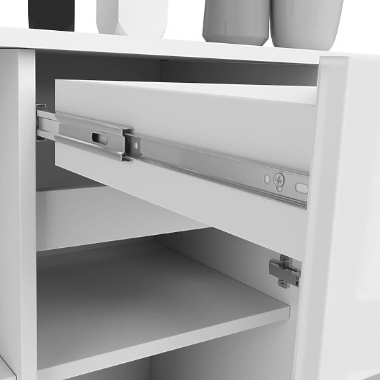 KOMÓD B-17 120 cm 1 FIÓK 1 AJTÓ PK FEHÉR / FEHÉR FÉNYES