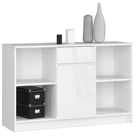 KOMÓD B-17 120 cm 1 FIÓK 1 AJTÓ PK FEHÉR / FEHÉR FÉNYES