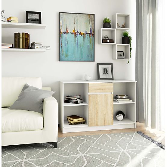 KOMÓD B-17 120 cm 1 FIÓK 1 AJTÓ PK FEHÉR / SONOMA