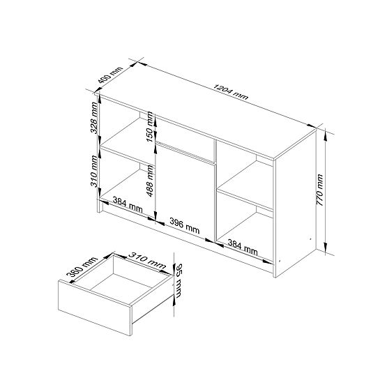 KOMÓD B-17 120 cm 1 FIÓK 1 AJTÓ PK FEHÉR / SONOMA