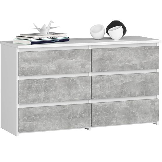 KOMÓD CL100 6SZ PK FEHÉR / BETON