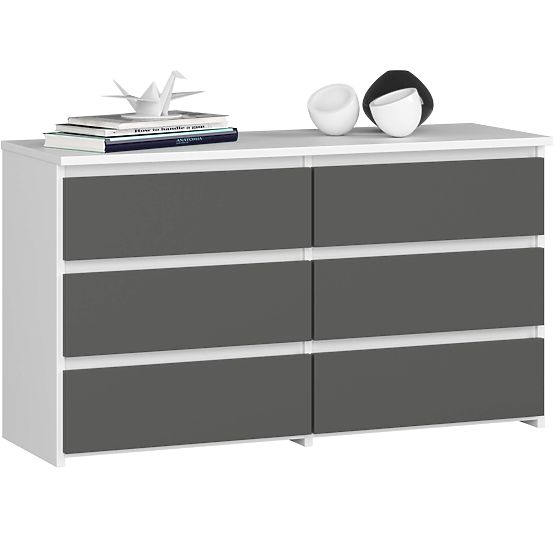 KOMÓD CL100 6SZ PK FEHÉR / SZÜRKE