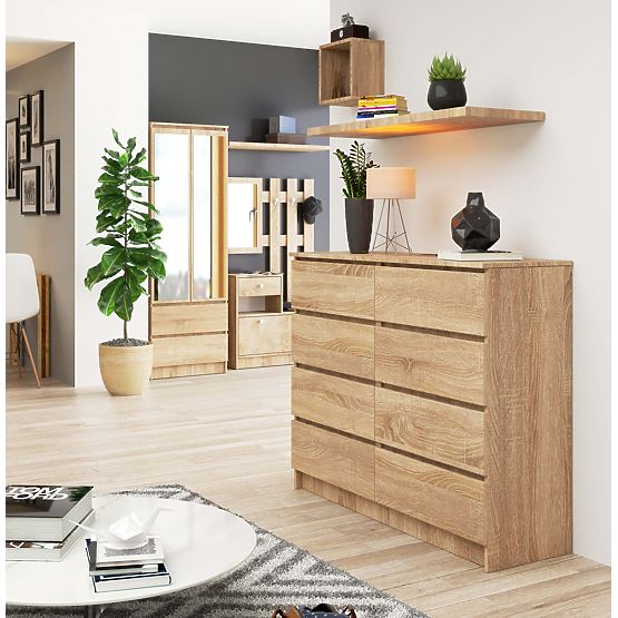 KOMÓD K 120 cm 8 FIÓK PK SONOMA TÖLGY