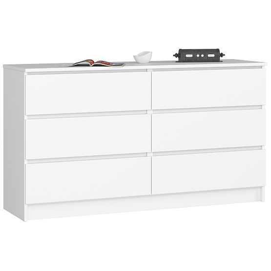 KOMÓD K 140 cm 6 FIÓK PK FEHÉR