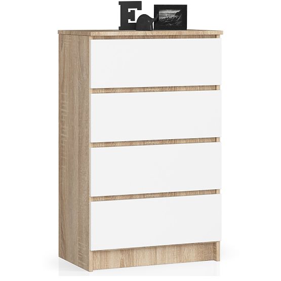 KOMÓD K 60 cm 4 FIÓK PK SONOMA / FEHÉR