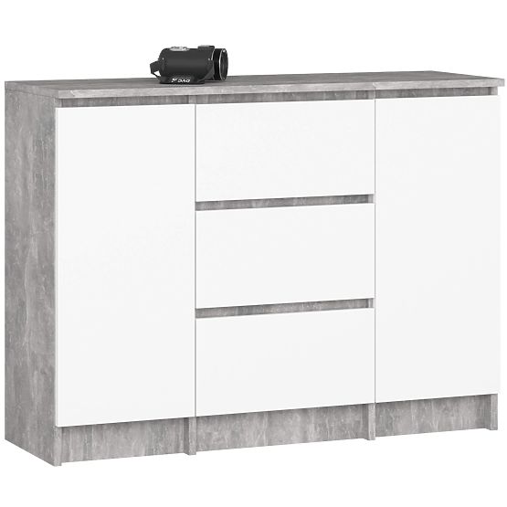 KOMÓD K100 2D 3F PK BETON / FEHÉR