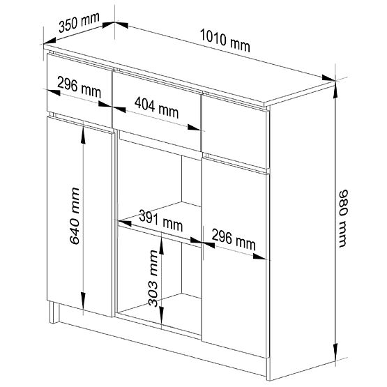 KOMÓD K100 2D 3SZ 1P PK ARTISAN TÖLGY / FEHÉR