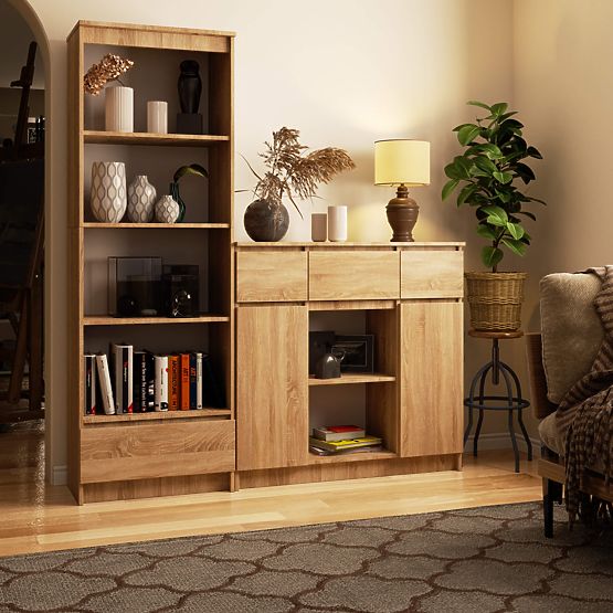 KOMÓD K100 2D 3SZ 1P PK TÖLGY SONOMA