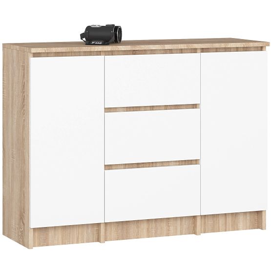 KOMÓD K100 2D 3SZ PK SONOMA TÖLGY / FEHÉR